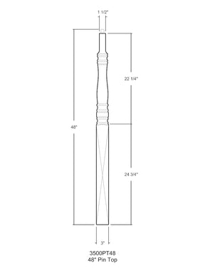 Hampton 3500PT Pin Top Newel Post (3")