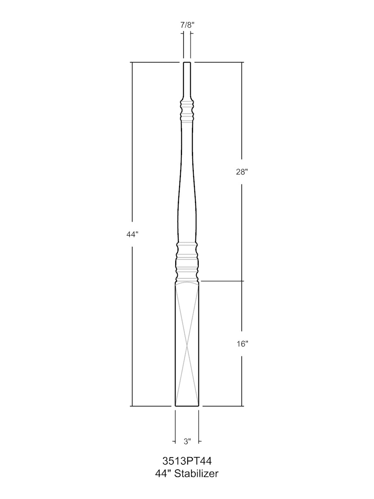 Hampton 3513 Stabilizer Newel Post (3")