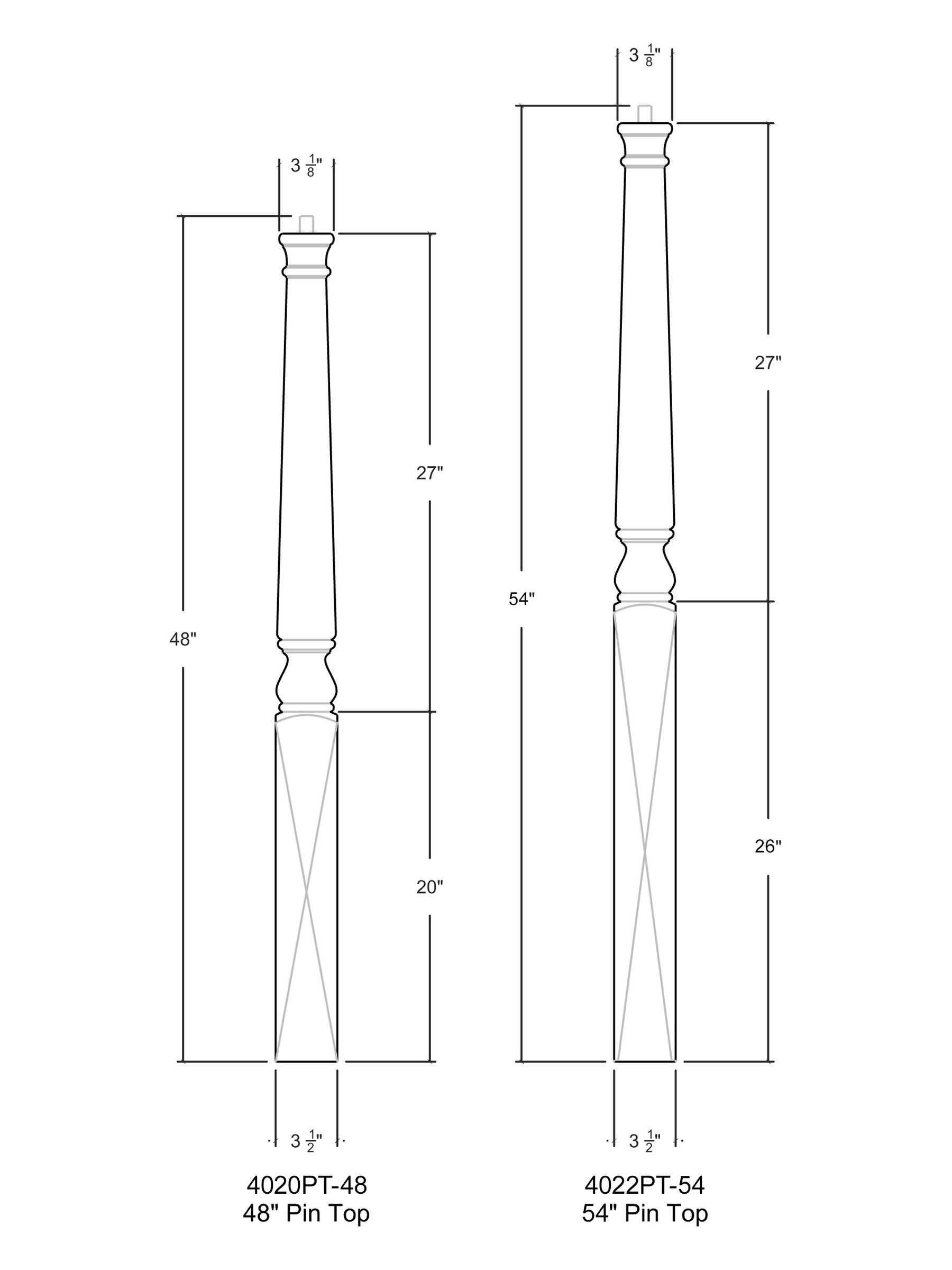 Colonial 4020PT Series Pin Top Newel Post (3-1/2")