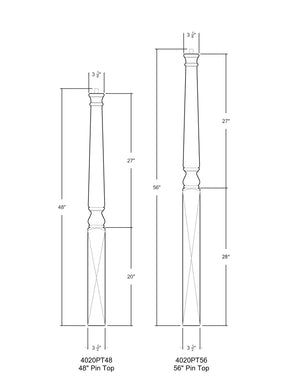 Colonial 4020PT Series Pin Top Newel Post (3-1/2")