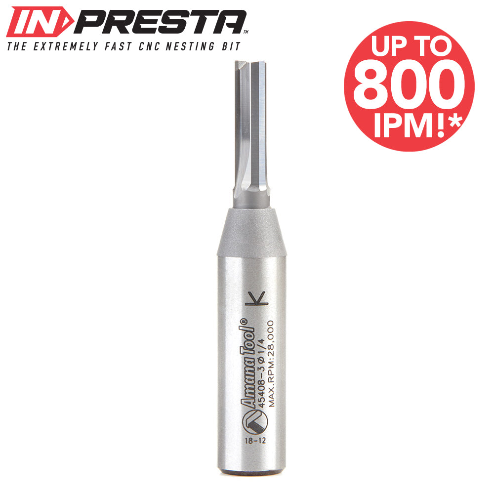 Amana Tool High Production Straight Plunge Router Bits - 1/2 Diameter and Under