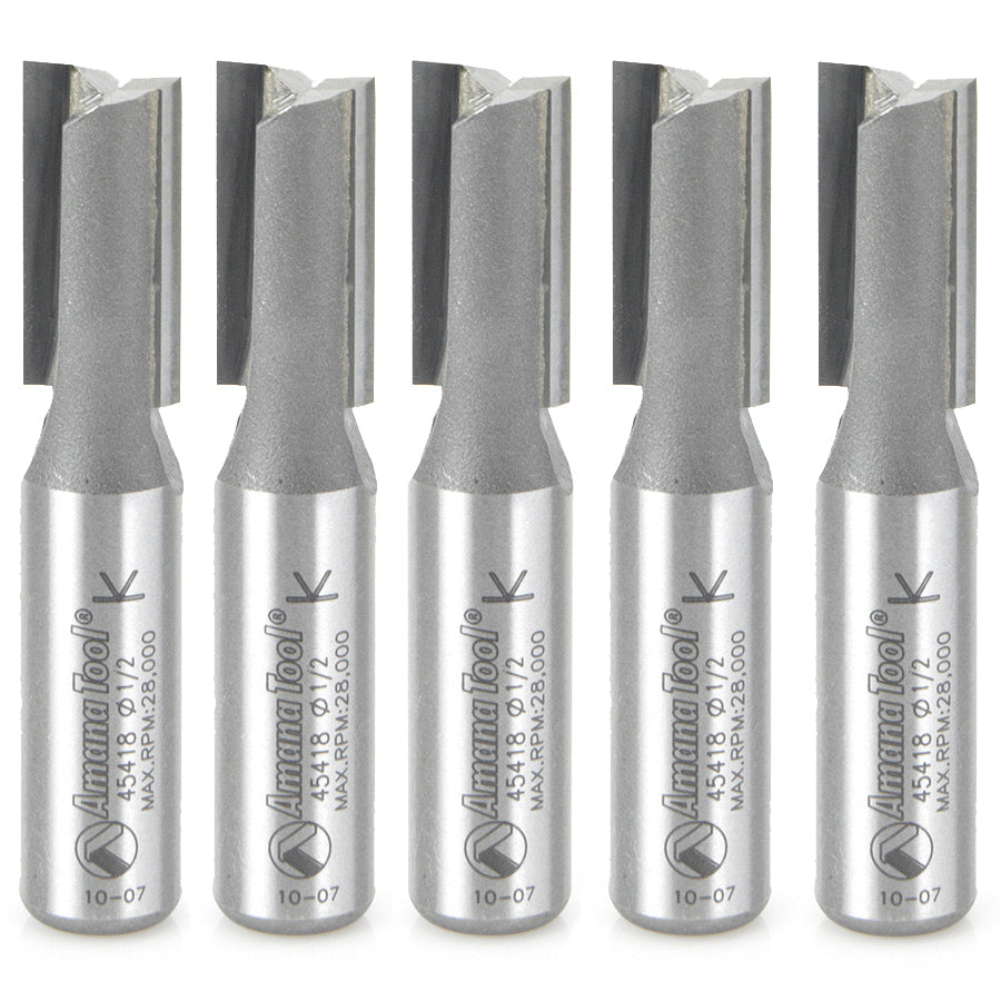 Amana Tool High Production Straight Plunge Router Bits - 1/2 Diameter and Under