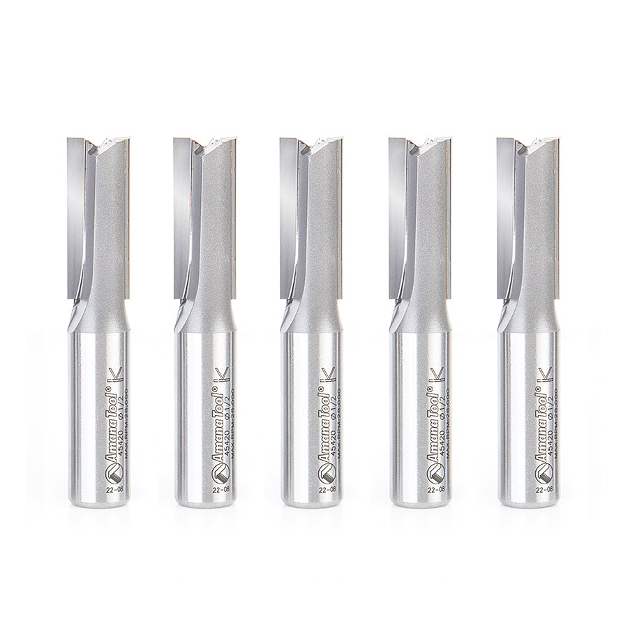 Amana Tool High Production Straight Plunge Router Bits - 1/2 Diameter and Under