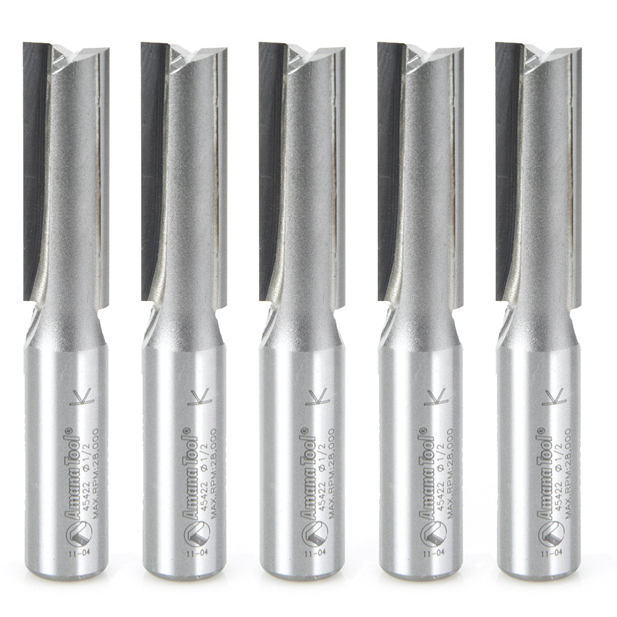 Amana Tool High Production Straight Plunge Router Bits - 1/2 Diameter and Under