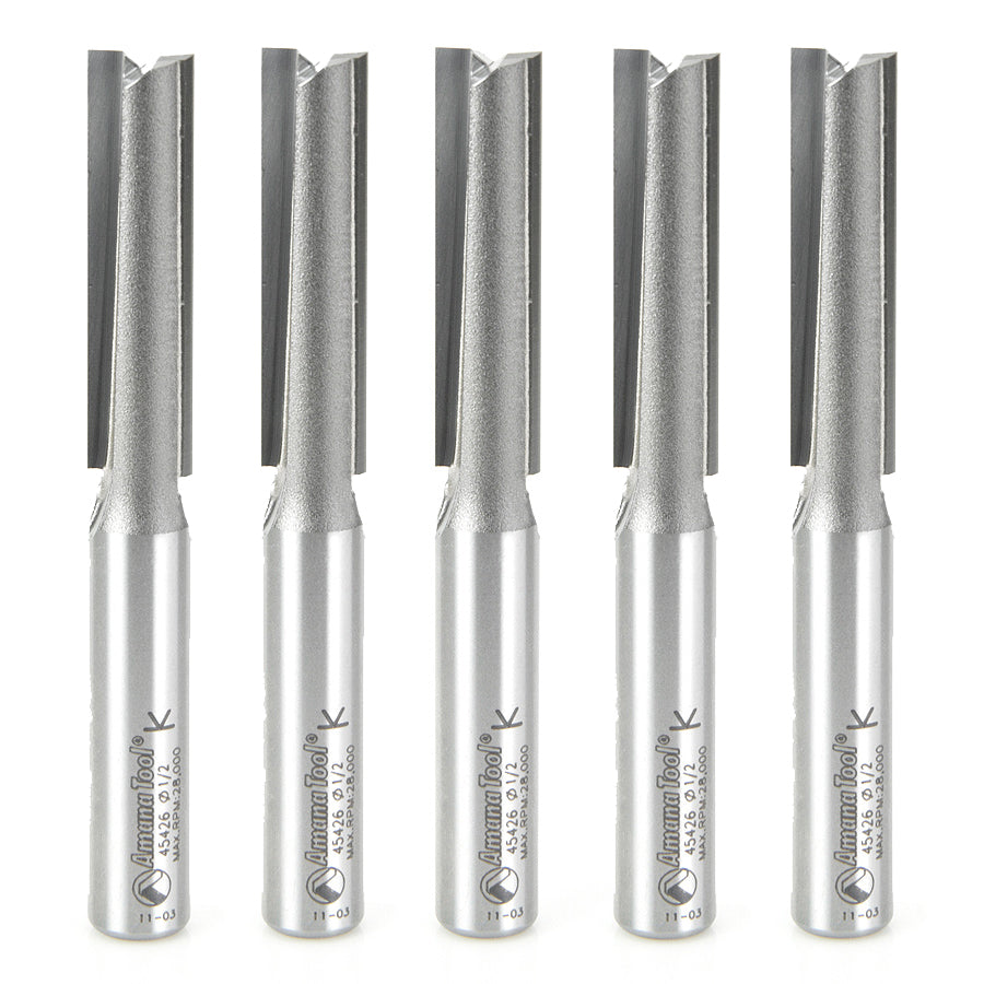 Amana Tool High Production Straight Plunge Router Bits - 1/2 Diameter and Under