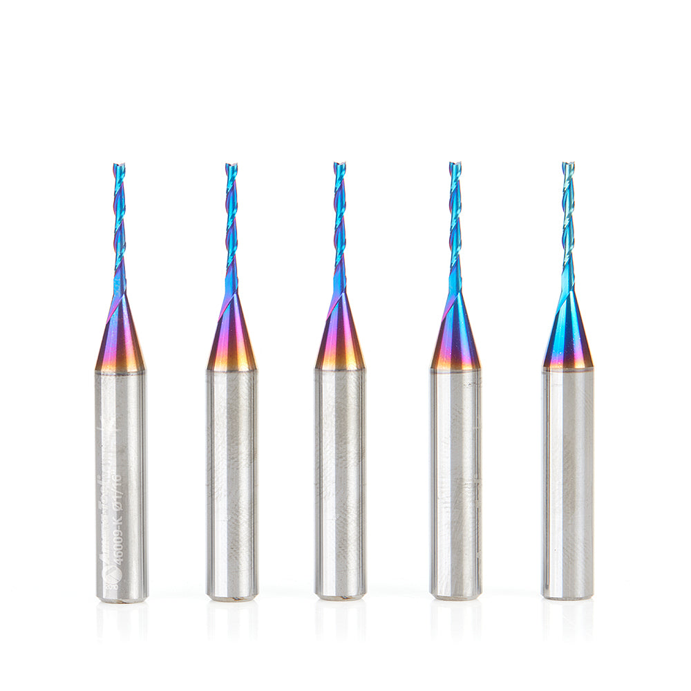 Amana Tool Solid Carbide Spektra™ Extreme Tool Life Coated Spiral 2-Flute Plunge CNC Router Bits