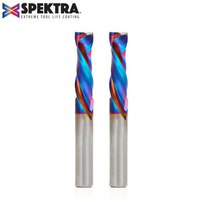 Amana Tool Solid Carbide Spektra™ Extreme Tool Life Coated Compression Spiral CNC Router Bits for MDF, Double Sided Laminate & Veneer Wood Composites