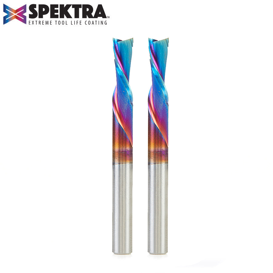 Amana Tool Solid Carbide Spektra™ Extreme Tool Life Coated Spiral 2-Flute Plunge CNC Router Bits