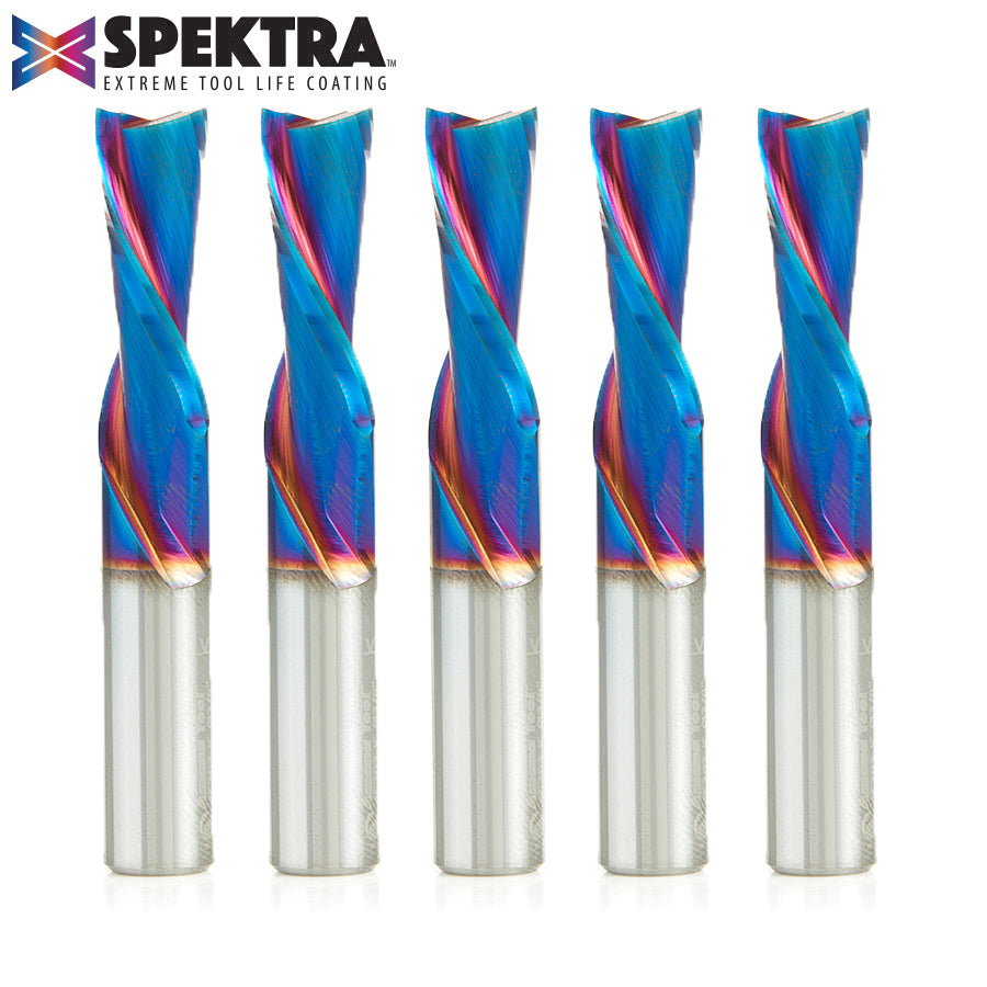 Amana Tool Solid Carbide Spektra™ Extreme Tool Life Coated Spiral 2-Flute Plunge CNC Router Bits