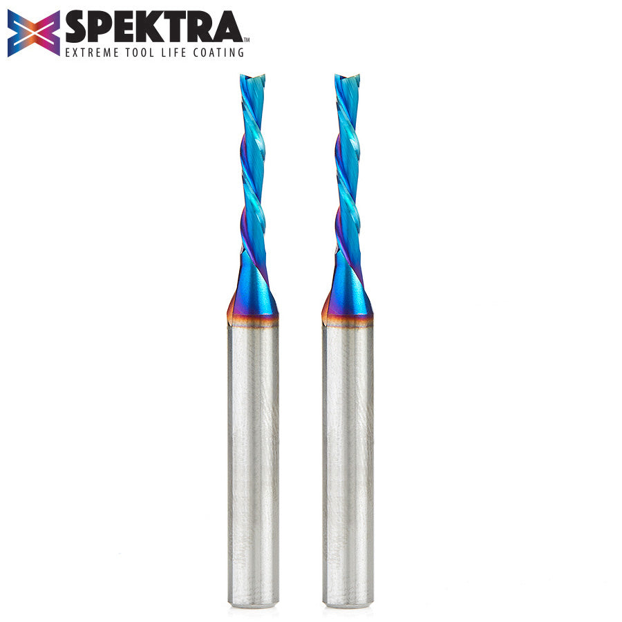 Amana Tool Solid Carbide Spektra™ Extreme Tool Life Coated Spiral 2-Flute Plunge CNC Router Bits