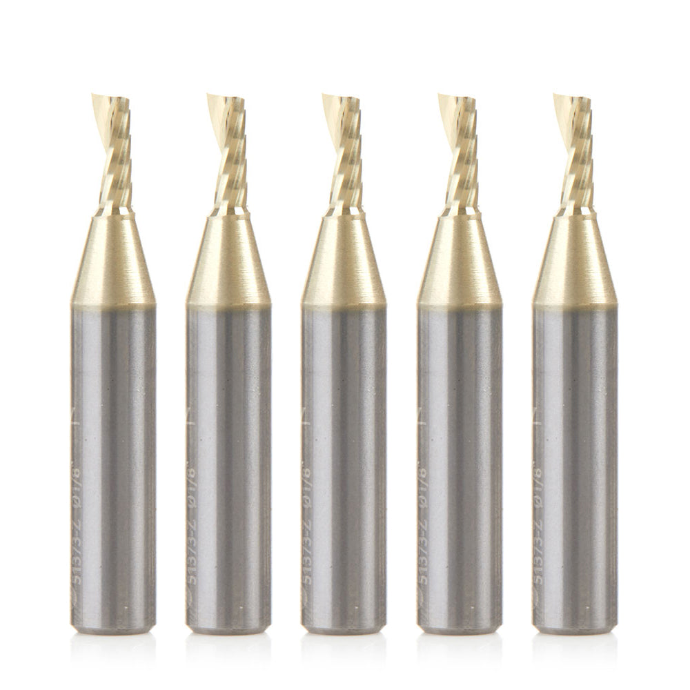 Amana Tool Solid Carbide Aluminum Spiral 'O' Flute CNC Zirconium Nitride (ZrN) Coated Router Bits