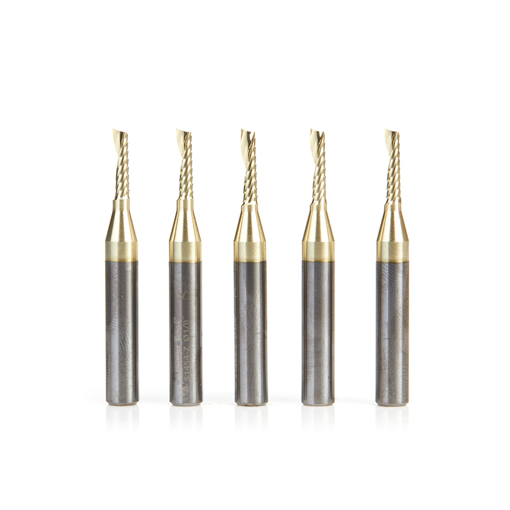 Amana Tool Solid Carbide Aluminum Spiral 'O' Flute CNC Zirconium Nitride (ZrN) Coated Router Bits