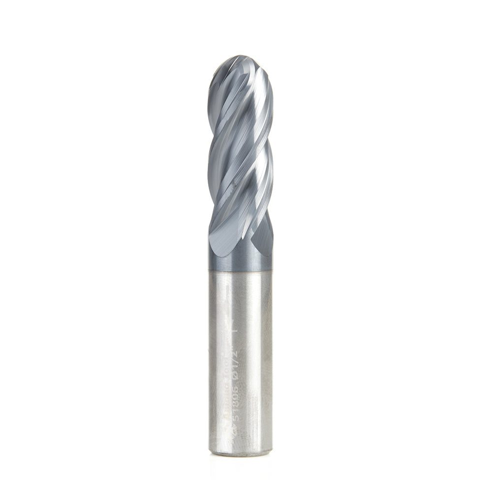 Amana Tool High Performance Solid Carbide CNC Steel, Stainless Steel & Composite Cutting Variable Spiral Ball Nose AlTiN Coated Router Bits/End Mills