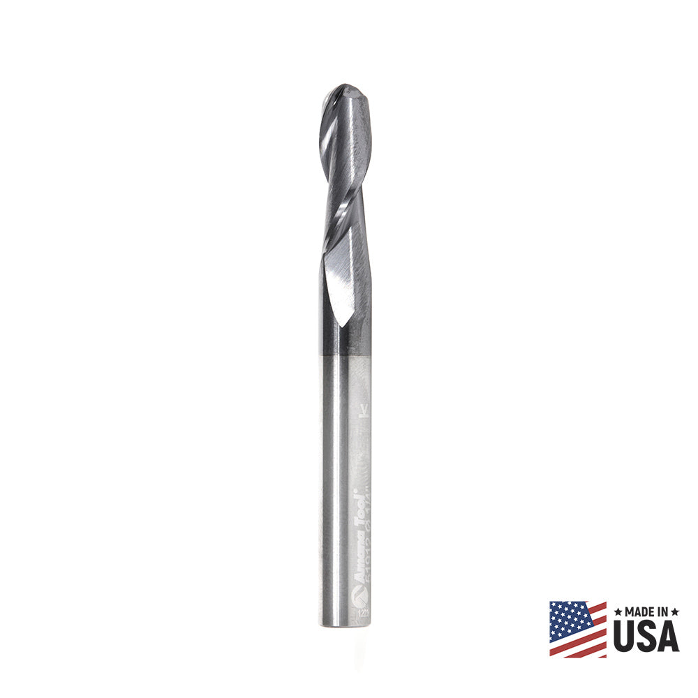 Amana Tool High Performance Solid Carbide CNC Steel, Stainless Steel & Composite Cutting Variable Spiral Ball Nose AlTiN Coated Router Bits/End Mills