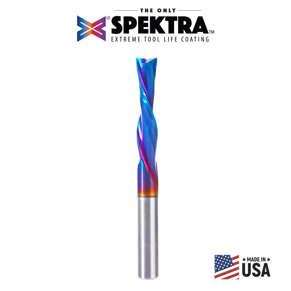 Amana Tool Solid Carbide Spektra™ Extreme Tool Life Coated Spiral 2-Flute Plunge CNC Router Bits