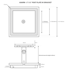 6300RM Series Metal Newel Cap Adjustable Bracket