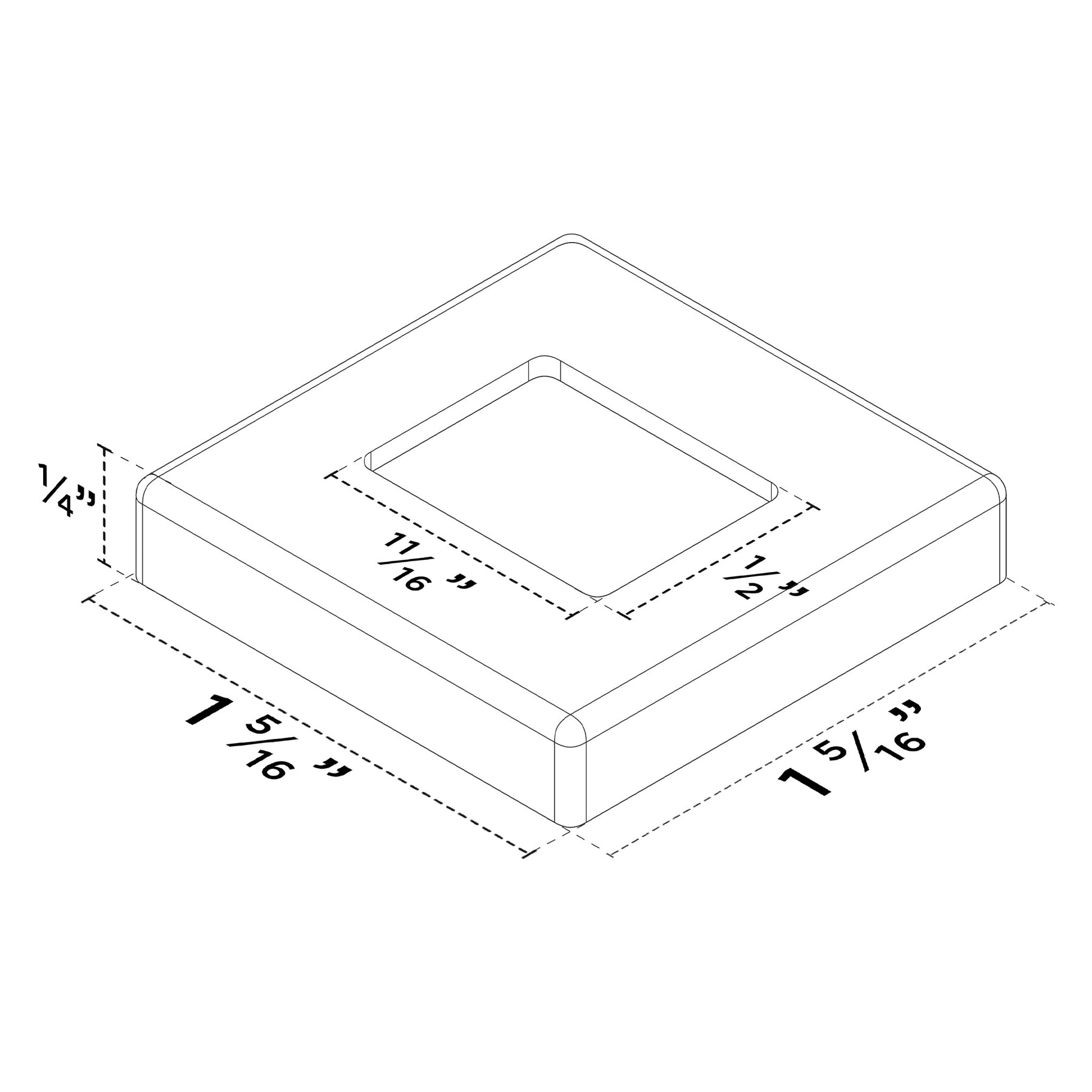 Baluster Shoe 9053RS - Square 1/2" - Square Rake Shoe