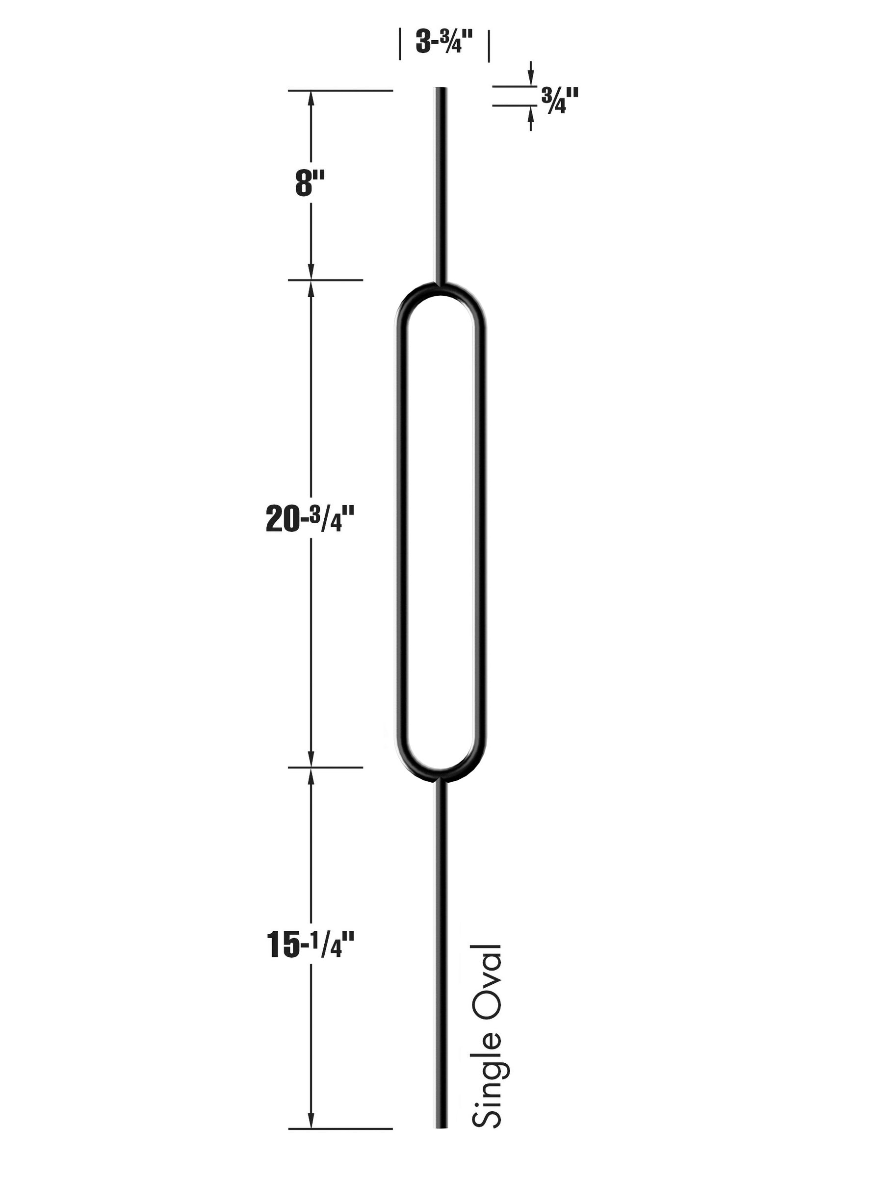 Iron Baluster 9088R - 5/8" Round - 20-3/4" Contemporary Oval