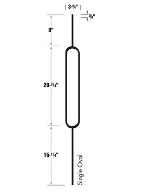 Iron Baluster 9088R - 5/8" Round - 20-3/4" Contemporary Oval