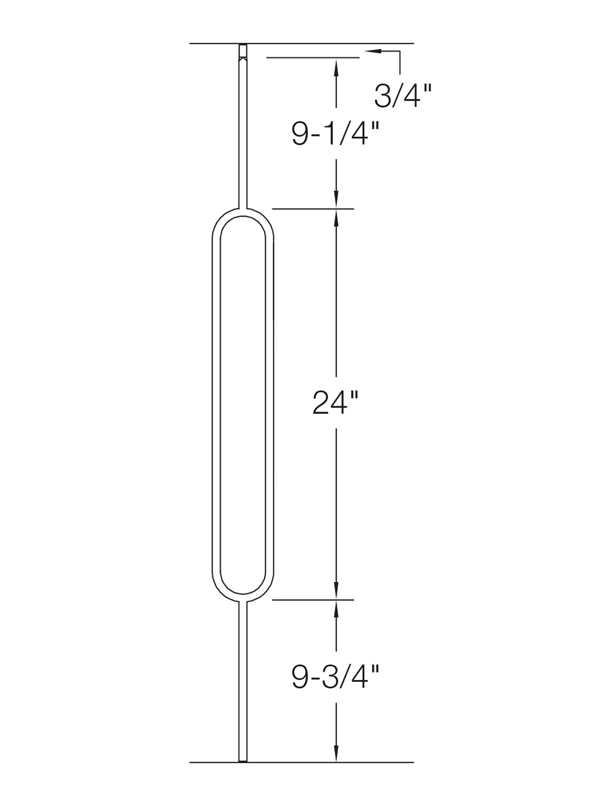 Iron Baluster 9088R-XL - 5/8" Round - 24" Contemporary Oval