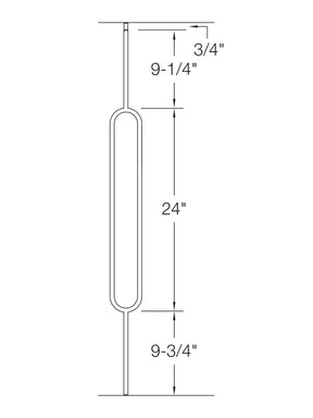 Iron Baluster 9088R-XL - 5/8" Round - 24" Contemporary Oval