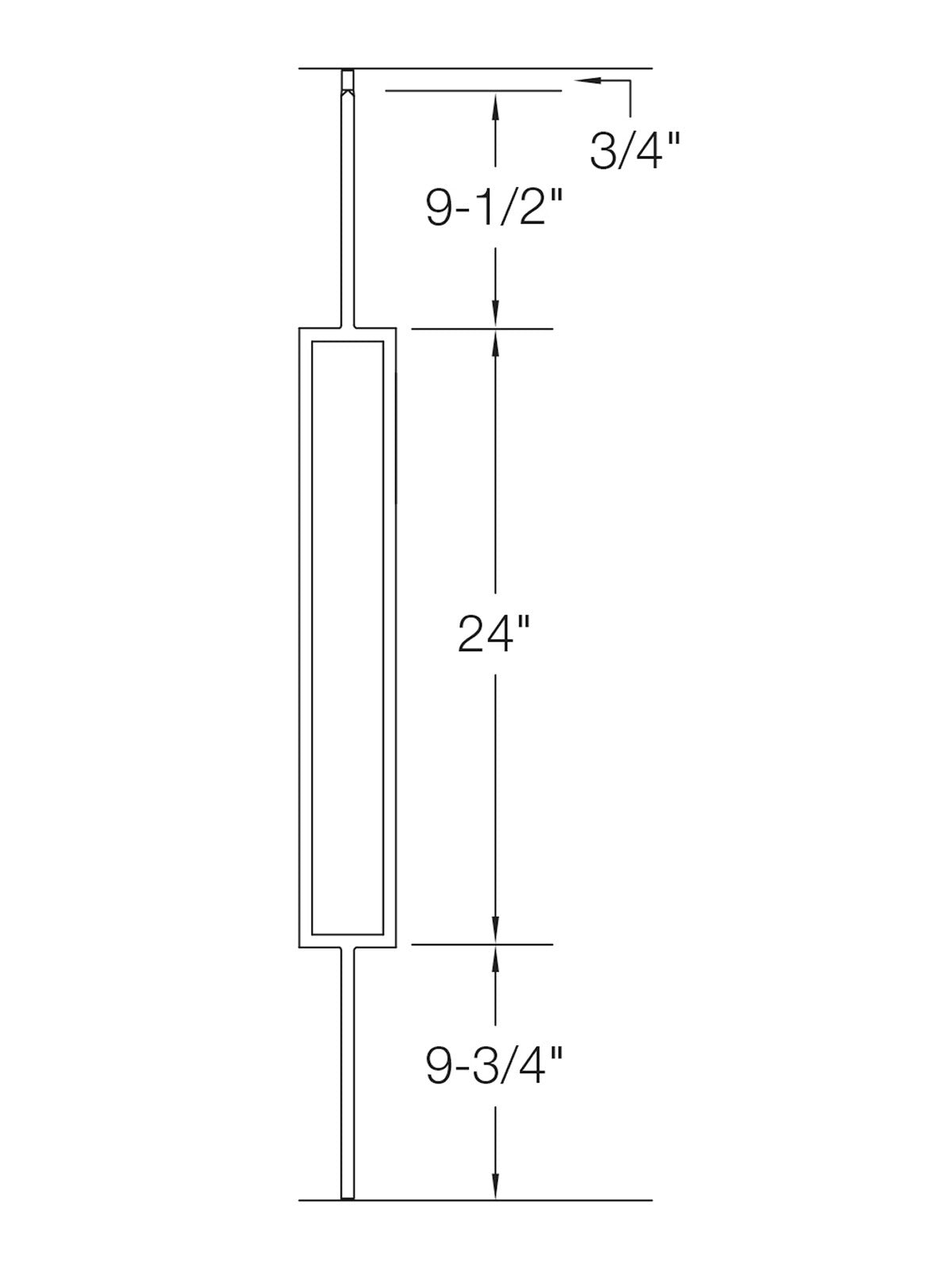 Iron Baluster 9089XL - 1/2" Square - 24" Single Rectangle