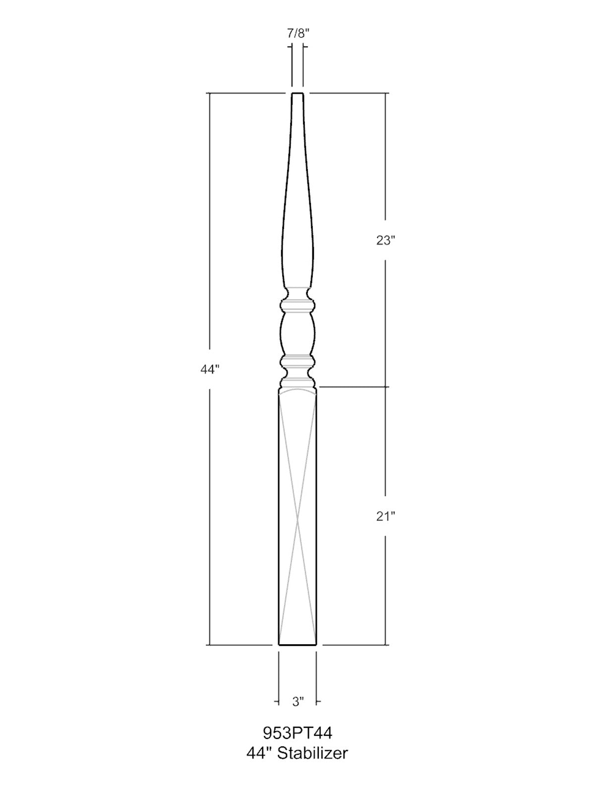 Bordeaux 953 Stabilizer Newel Post (3")