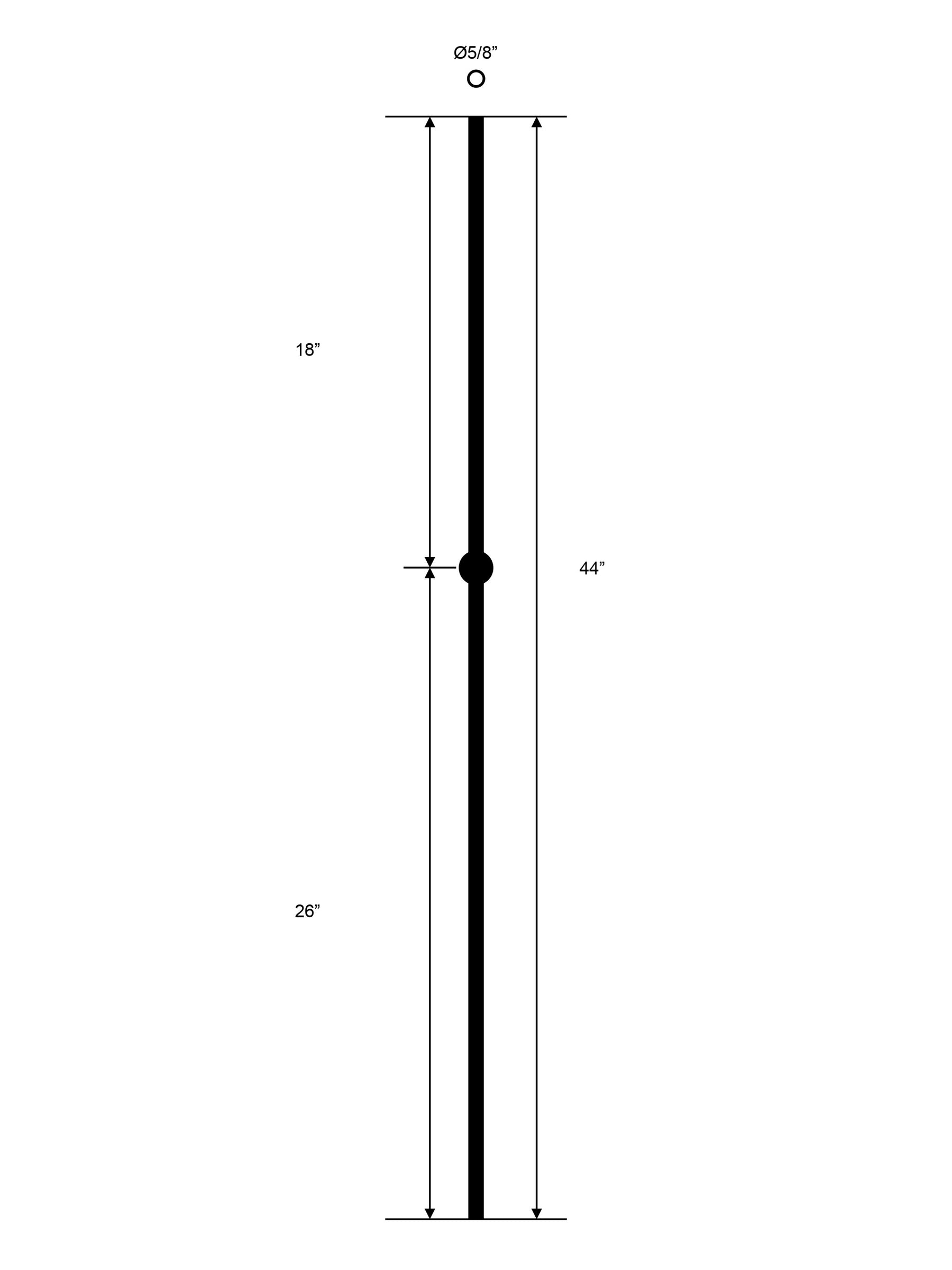 Iron Baluster 9531 - 5/8" Round - Single Ball