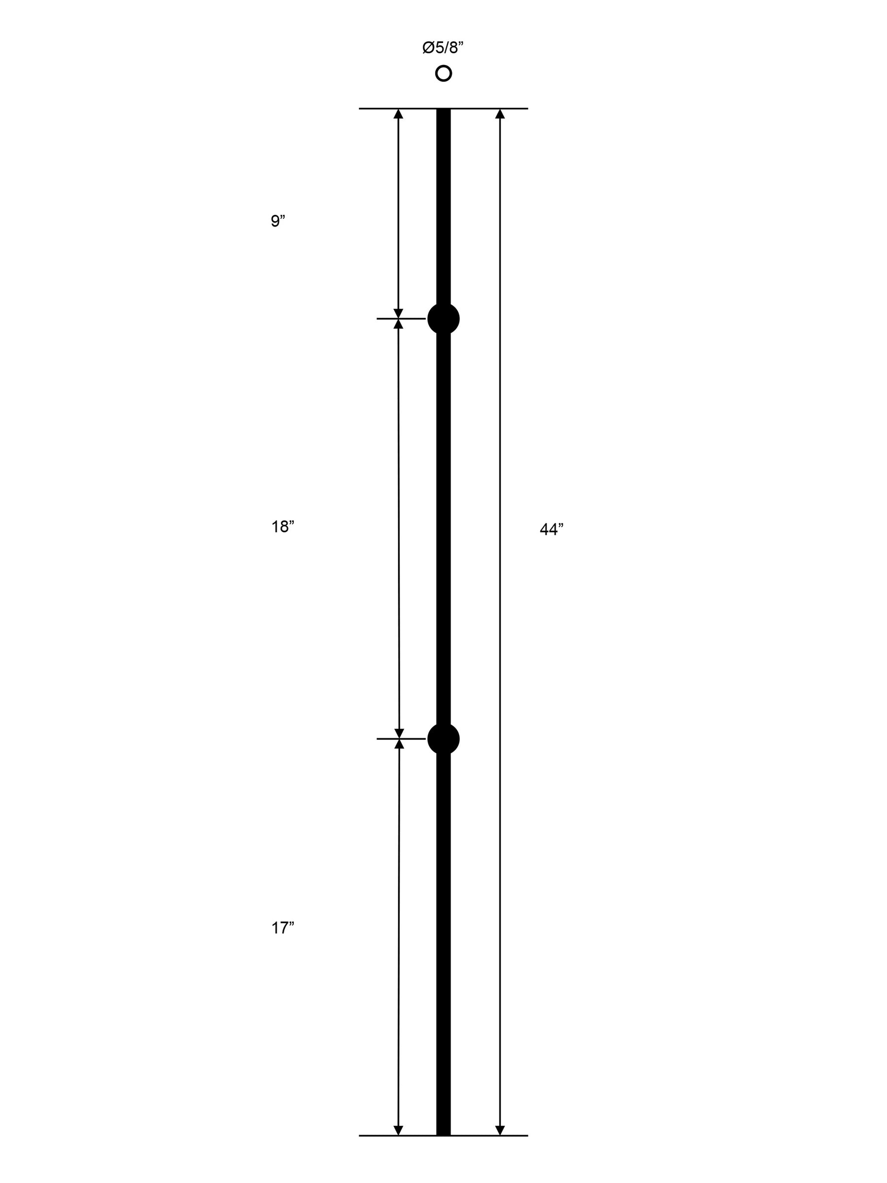 Iron Baluster 9532 - 5/8" Round - Double Ball