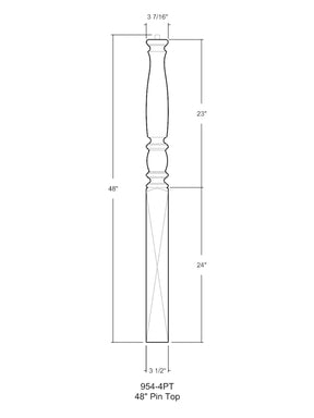 Bordeaux 954-4PT Pin Top Newel Post (3-1/2")