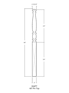 Bordeaux 954PT Pin Top Newel Post (3")