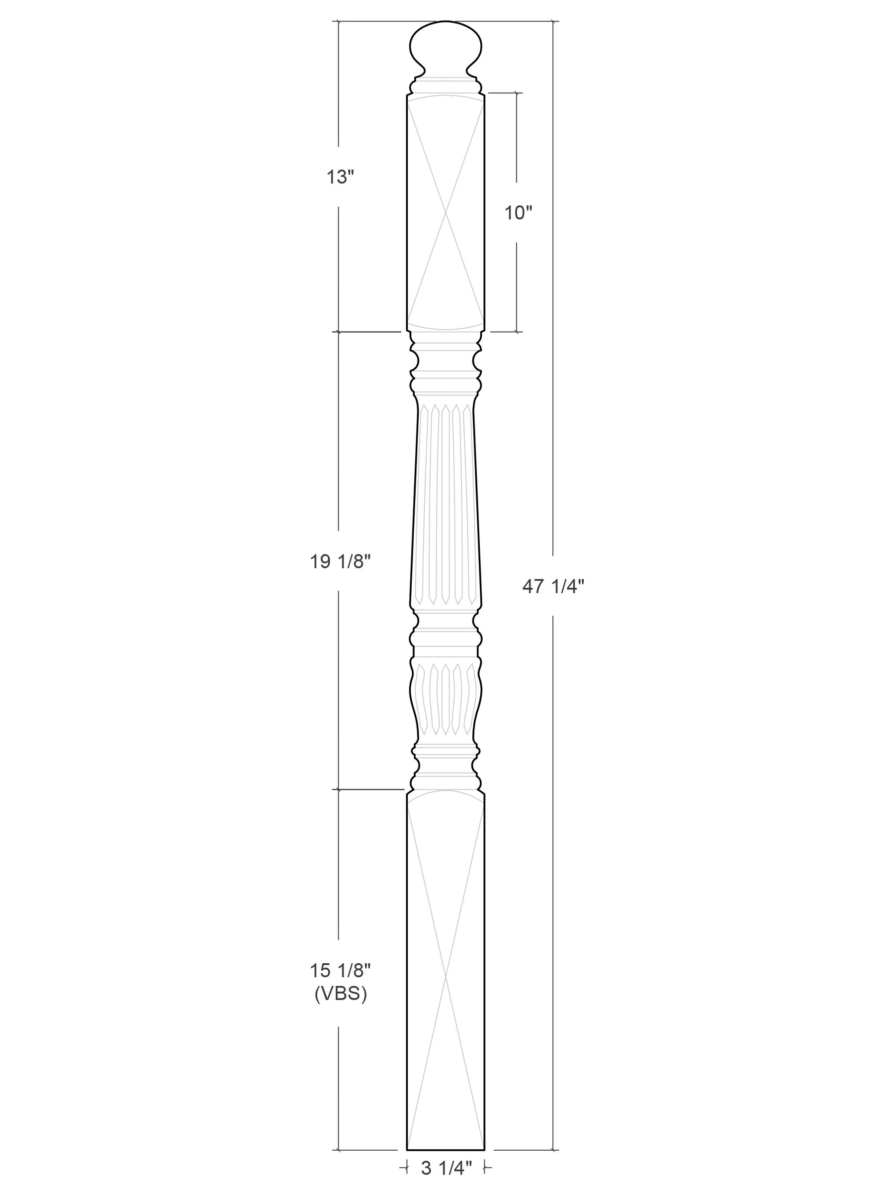 Broadway Post to Post Newel (Reeding)