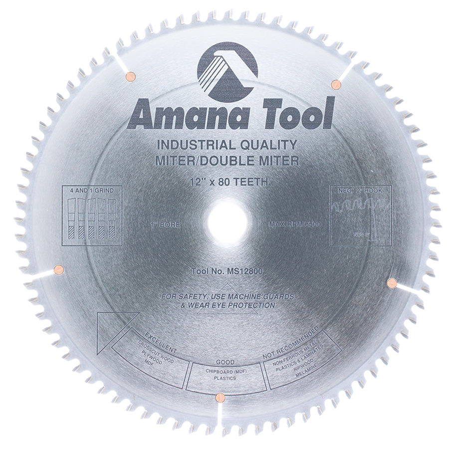 Amana Tool Miter/Double Miter -2 Degree Hook x 4 ATB & 1 Raker Saw Blades