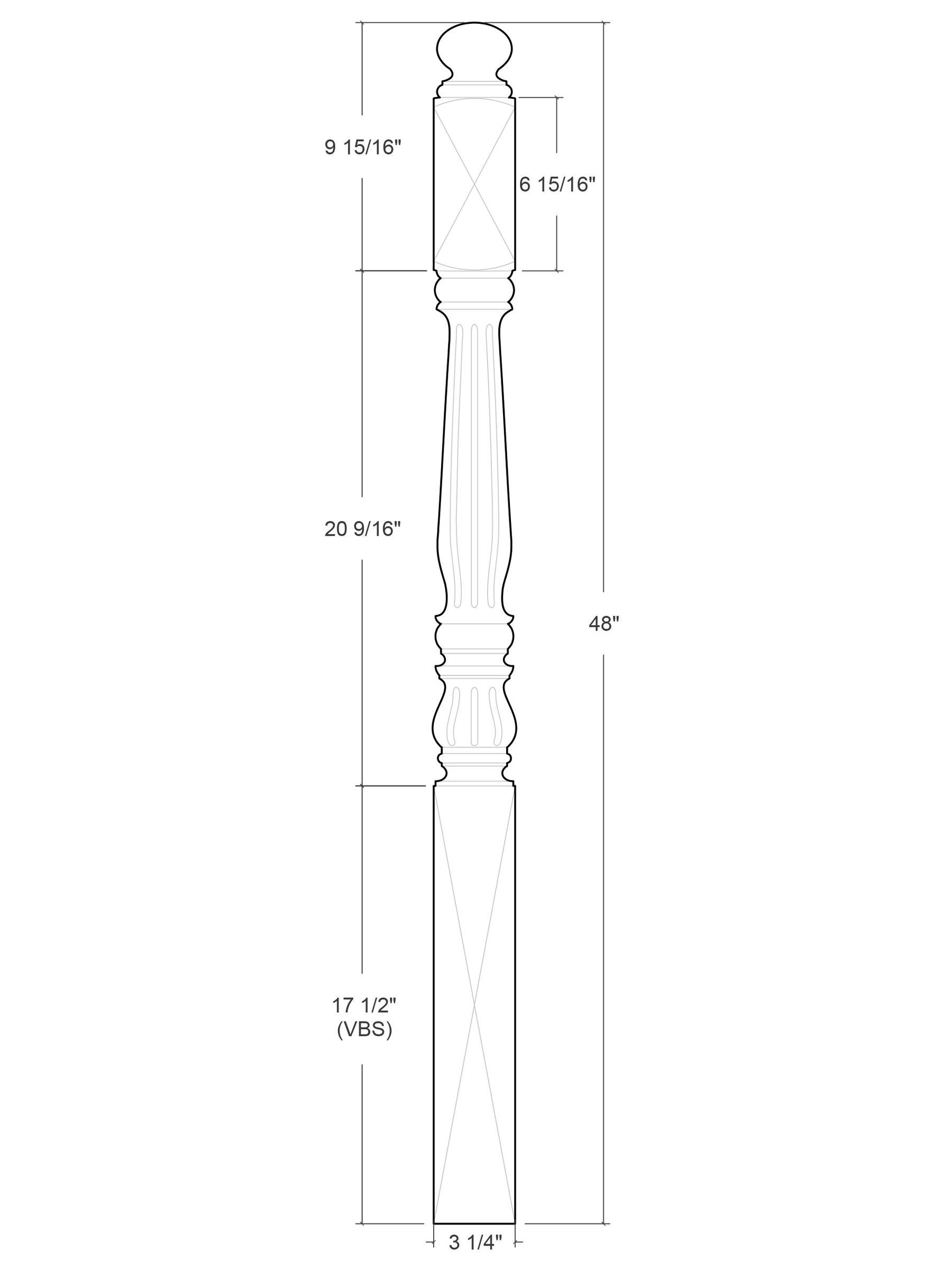 Park Ave Post to Post Newel (Reeding)