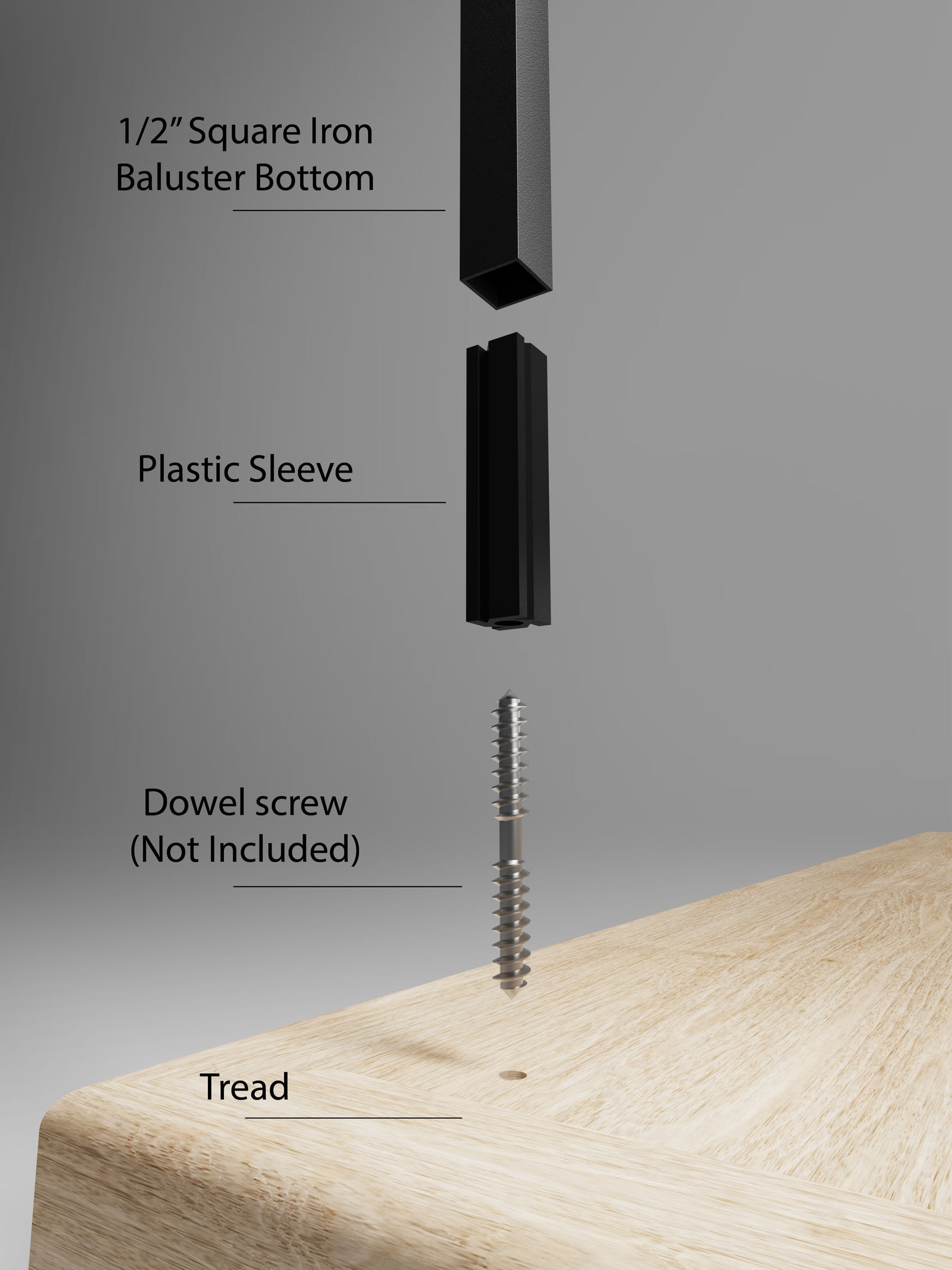 PS12SQ Plastic Sleeve for 1/2" Square Iron Baluster