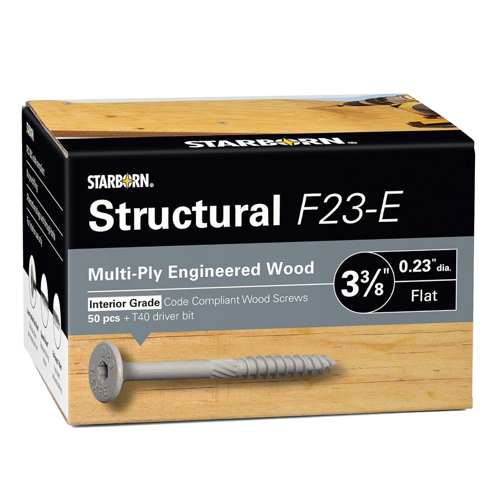 Starborn Structural F23-E Wood Screws for Multi-Ply Engineered Wood Beams