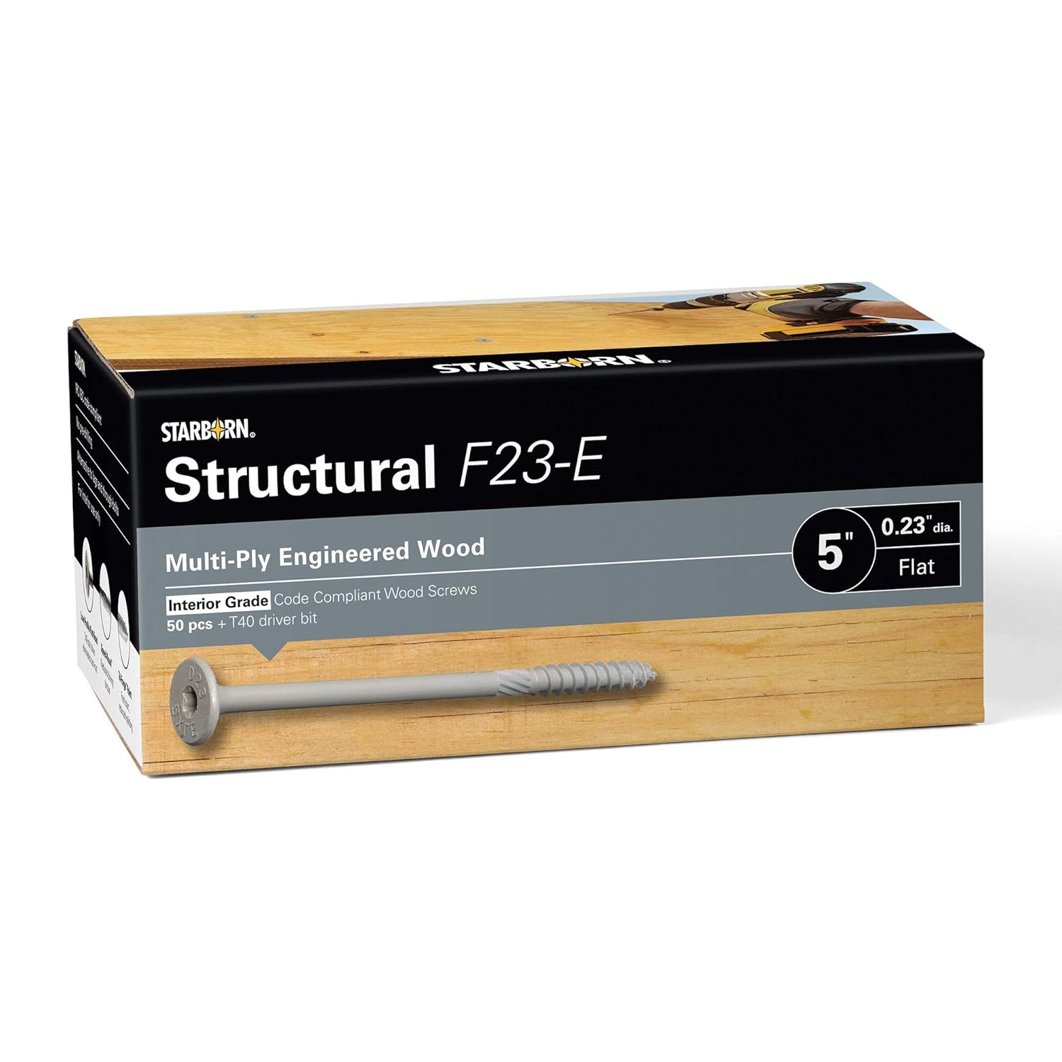 Starborn Structural F23-E Wood Screws for Multi-Ply Engineered Wood Beams