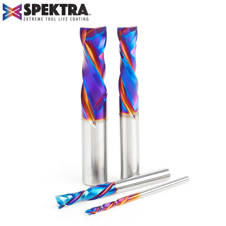 Amana Tool Solid Carbide Spektra™ Extreme Tool Life Coated Compression Spiral CNC Router Bits for MDF, Double Sided Laminate & Veneer Wood Composites