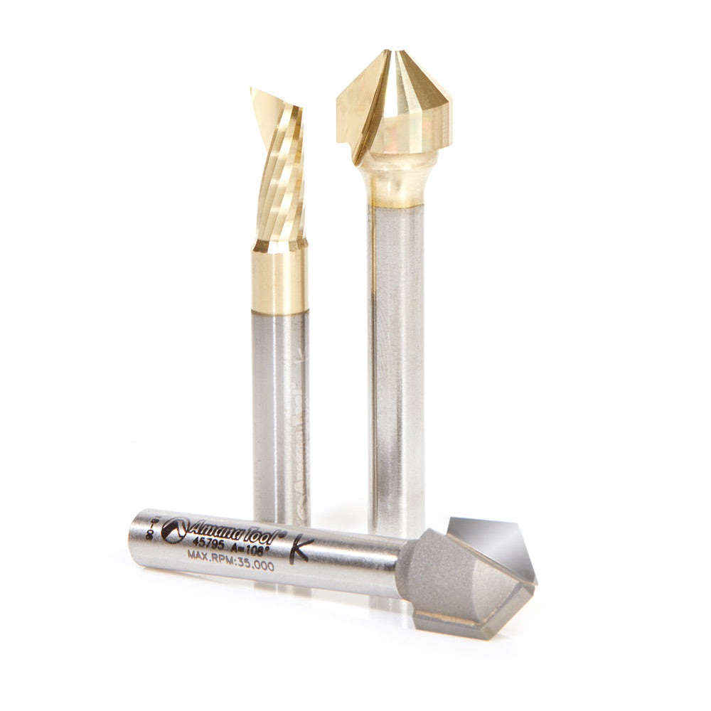 Amana Tool Double Edge Folding ‘V’ & Rectangular Groove Router Bits for Aluminum Composite Material (ACM) Panels