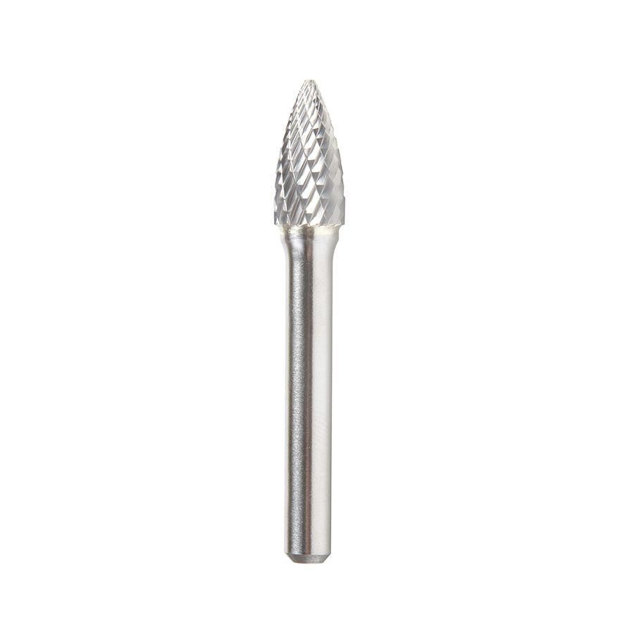 Amana Tool SG Burrs Solid Carbide Head Brazed into Steel Shank Pointed Tree Shape Double Cut Burr Bits