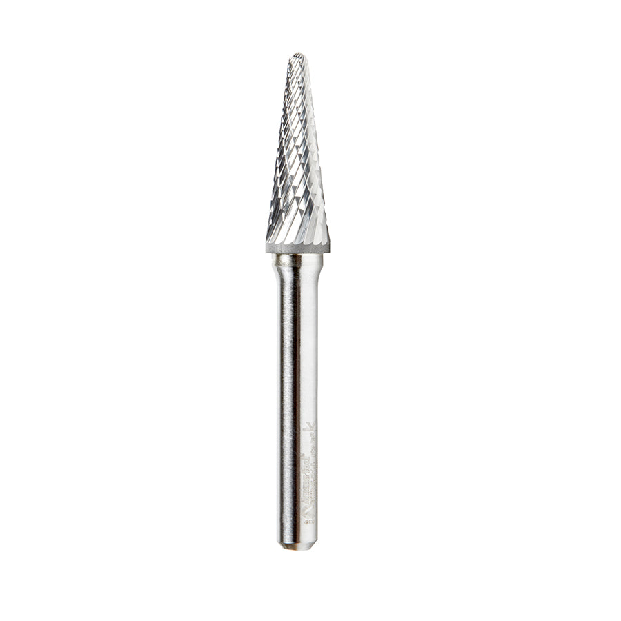 Amana Tool SL Burrs Solid Carbide Head Brazed into Steel Shank Radius Cone Shape Double Cut Burr Bits