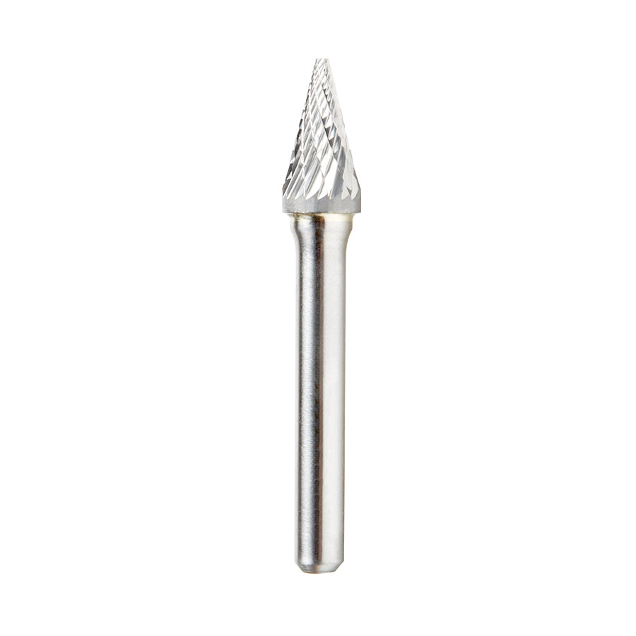 Amana Tool SM Burrs Solid Carbide Head Brazed into Steel Shank Pointed Cone Shape Double Cut Burr Bits