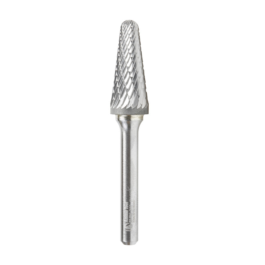 Amana Tool SL Burrs Solid Carbide Head Brazed into Steel Shank Radius Cone Shape Double Cut Burr Bits