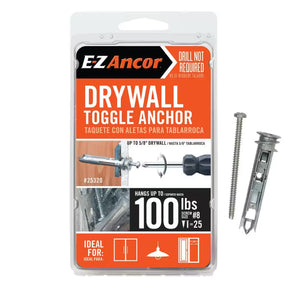 E-Z Ancor Toggle Kit Heavy Duty Self-Drilling Drywall Toggle Anchors