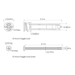 E-Z Ancor Toggle Kit Heavy Duty Self-Drilling Drywall Toggle Anchors