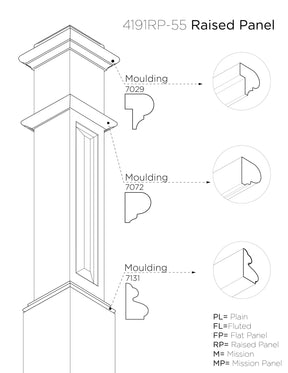 Box Newel 4191RP - Raised Panel (6-1/4")