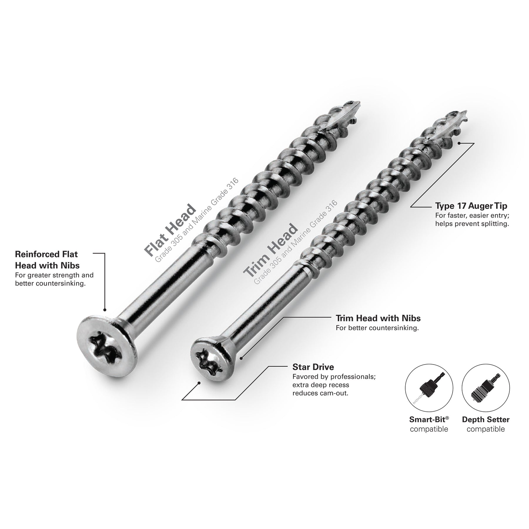 Starborn Deckfast Stainless 305 Exterior Wood Screws