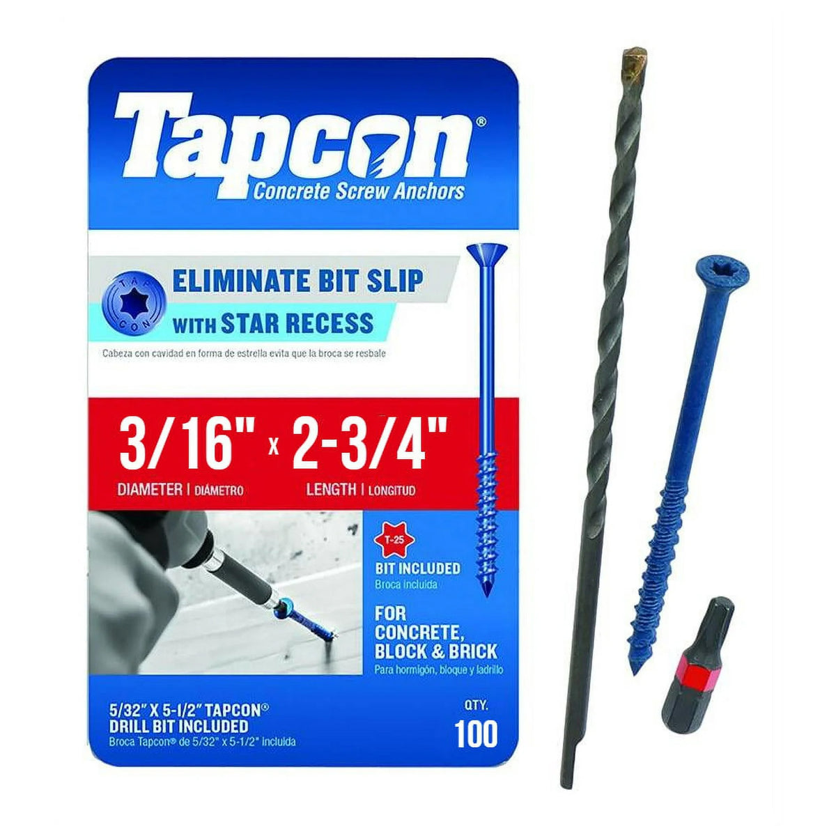 Tapcon Concrete Screw Anchors - Star Flat Head