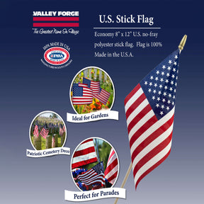 Valley Forge U.S.A. American Stick Flag - 12" x 8"