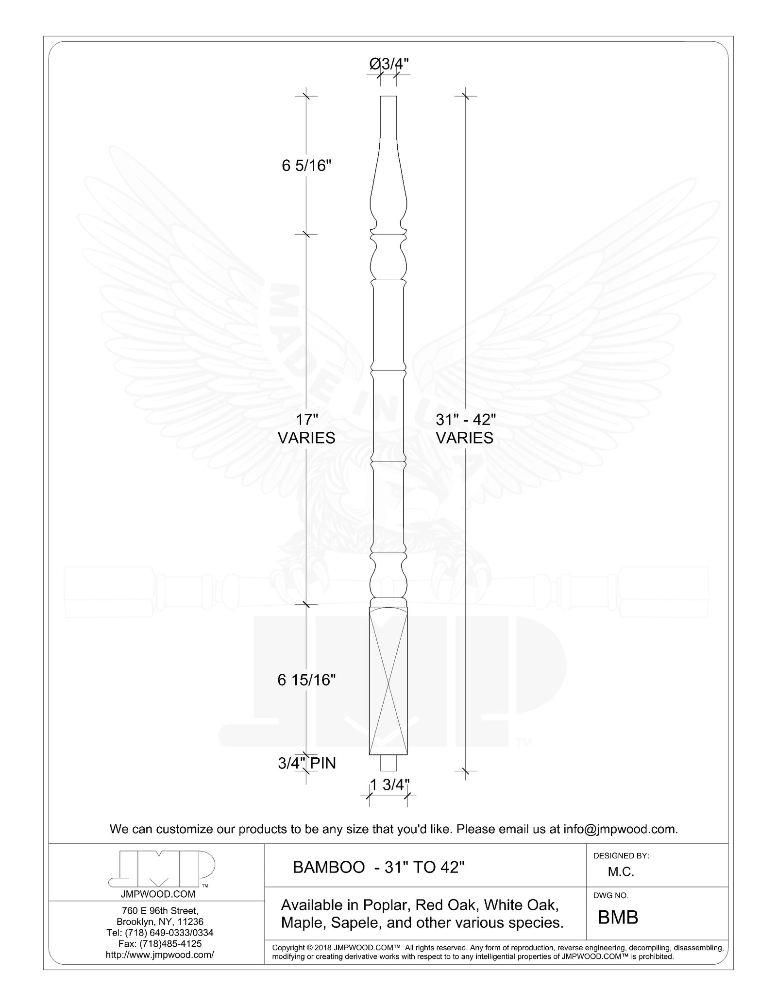 Bamboo Baluster - JMP Wood